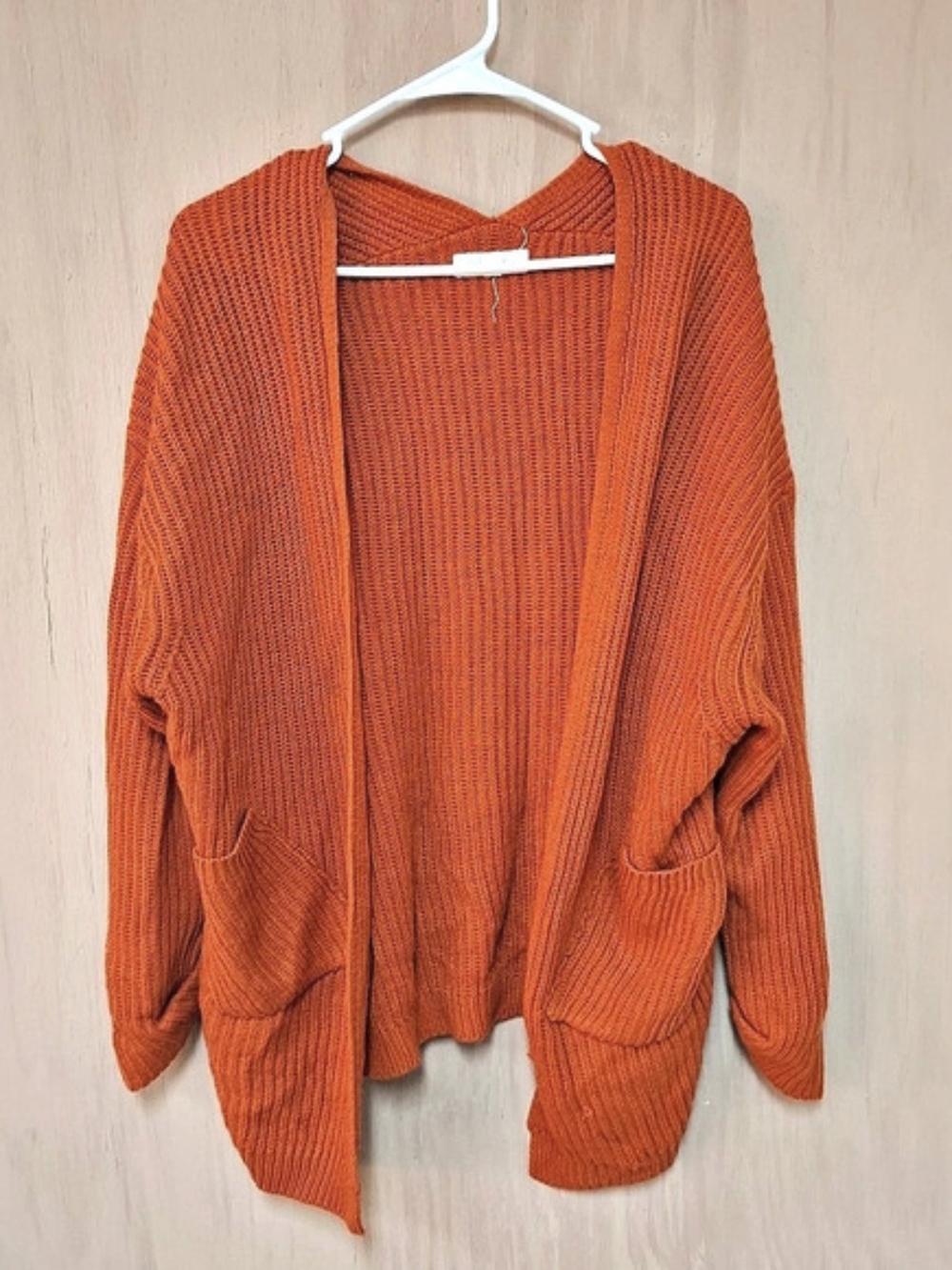 Full Circle Trends Open Front Knit Cardigan in Orange Size Medium Like New